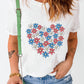 Flower Graphic Round Neck Short Sleeve T-Shirt