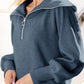 Pocketed Quarter Zip Collared Neck Sweatshirt