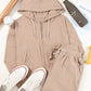 Drawstring Zip Up Hoodie and Pants Active Set