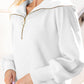 Pocketed Quarter Zip Collared Neck Sweatshirt