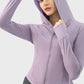 Pocketed Zip Up Hooded Long Sleeve Active Outerwear