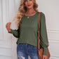 Round Neck Lantern Sleeve Blouse