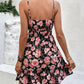 Tied Rose Print Spaghetti Strap Dress