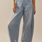 Raw Hem Wide Leg Jeans with Pockets