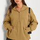 Pocketed Half Zip Long Sleeve Hoodie