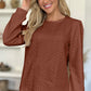 FAM-FAM Textured Round Neck Long Sleeve Sweatshirt