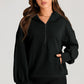 Pocketed Half Zip Long Sleeve Hoodie