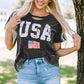 USA Cutout Round Neck Short Sleeve T-Shirt