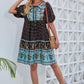 Printed Tie Neck Half Sleeve Dress