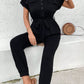 V-Neck Short Sleeve Jumpsuit