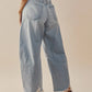 Raw Hem Wide Leg Jeans with Pockets