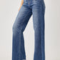 Risen Full Size High Rise Frayed Hem Wide Leg Jeans