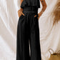 Tie-Waist Ruffled Strapless Wide Leg Jumpsuit