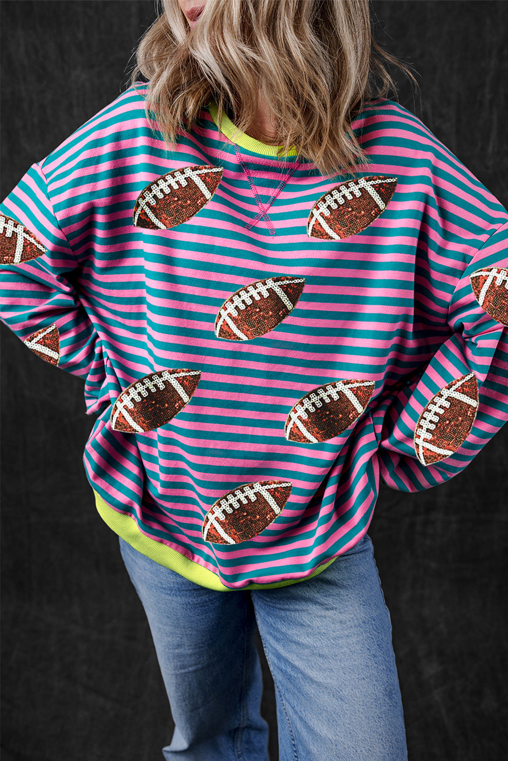 Striped Football Long Sleeve Sweatshirt