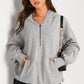 Pocketed Half Zip Long Sleeve Hoodie