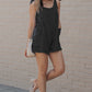 Scoop Neck Tie Shoulder Romper