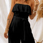 Tie-Waist Ruffled Strapless Wide Leg Jumpsuit