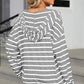 Drawstring Striped Long Sleeve Hoodie