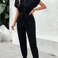 V-Neck Short Sleeve Jumpsuit