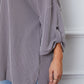 Notched Roll-Tab Sleeve Blouse