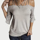 Full Size Cold Shoulder Three-Quarter Sleeve Blouse