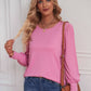 Round Neck Lantern Sleeve Blouse