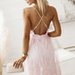 Crisscross Plunge Lace Cami Dress