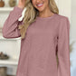 FAM-FAM Textured Round Neck Long Sleeve Sweatshirt