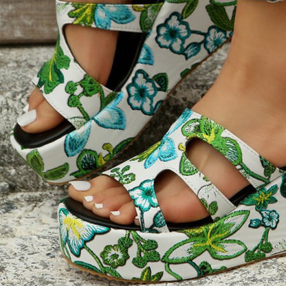 Cutout Floral Peep Toe Sandals