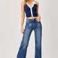 Risen Full Size High Rise Frayed Hem Wide Leg Jeans