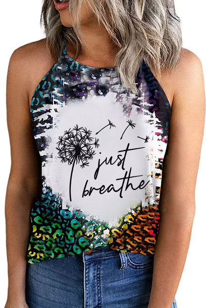 JUST BREATHE Graphic Leopard Tank