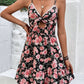 Tied Rose Print Spaghetti Strap Dress