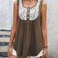 Lace Contrast Scoop Neck Tank