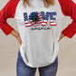 Raglan Sleeve Round Neck LOVE AMERICA Graphic Tee