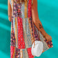 Printed V-Neck Mini Dress