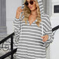 Drawstring Striped Long Sleeve Hoodie