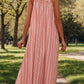 Striped Tie Neck Midi Cami Dress