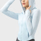 Pocketed Zip Up Hooded Long Sleeve Active Outerwear