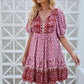 Printed Tie Neck Half Sleeve Dress