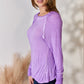 Zenana Washed Scoop Neck Long Sleeve Blouse