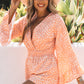 Printed Flare Sleeve Surplice Romper