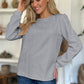 FAM-FAM Textured Round Neck Long Sleeve Sweatshirt