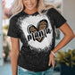 MAMA Leopard Heart Graphic Short Sleeve Tee