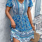 Printed V-Neck Flutter Sleeve Mini Dress