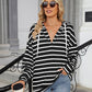 Drawstring Striped Long Sleeve Hoodie