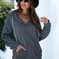 Quarter Snap Drawstring Hoodie with Kangaroo Pocket