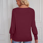 Round Neck Lantern Sleeve Blouse