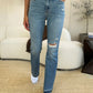 Judy Blue Full Size Mid Rise Destroyed Hem Distressed Jeans