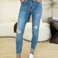 Judy Blue Full Size Mid Rise Destroy & Cuff Skinny Jeans