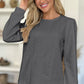 FAM-FAM Textured Round Neck Long Sleeve Sweatshirt